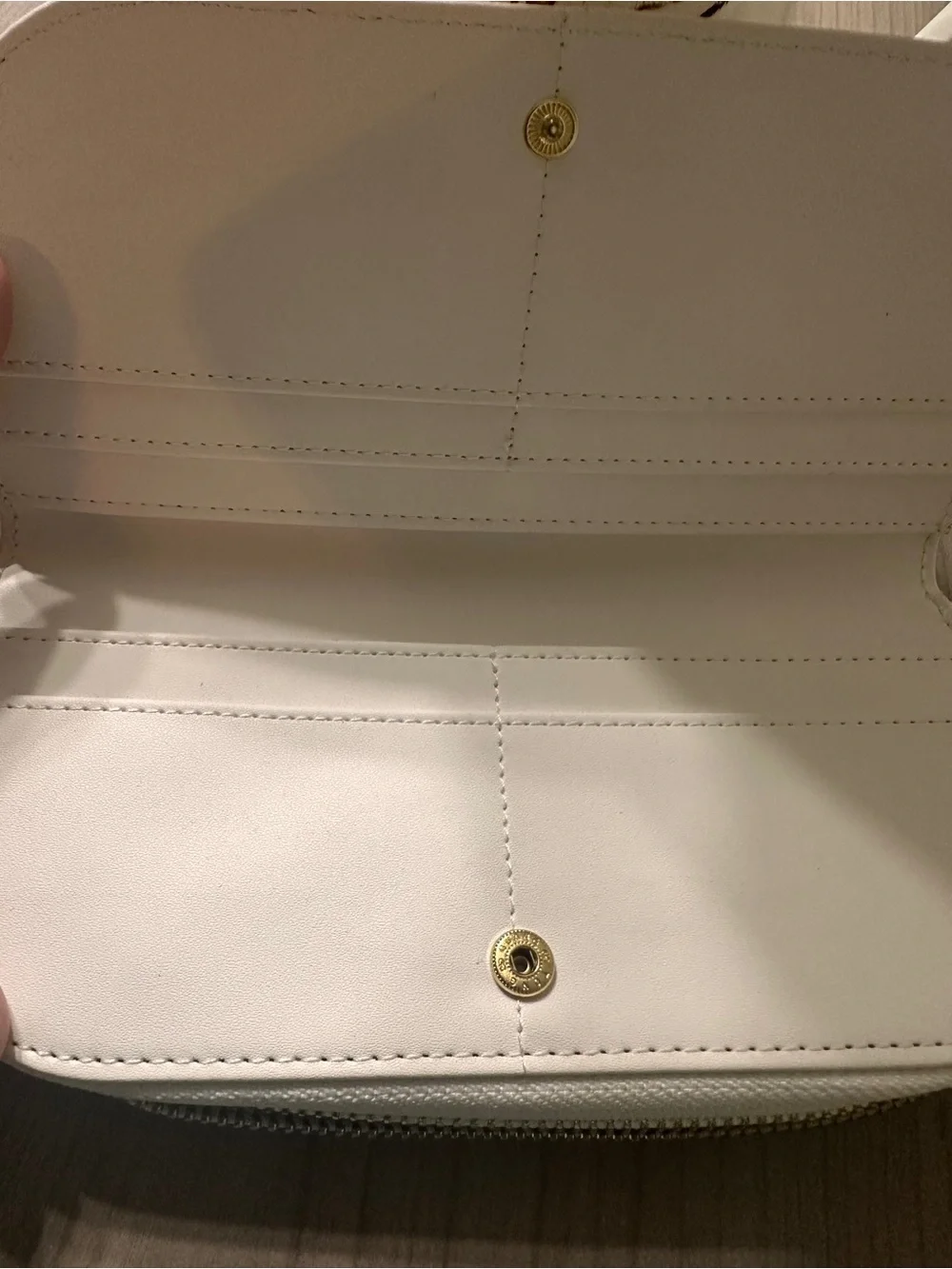 Nanette Lepore Cream Zip Wallet with Gold Logo